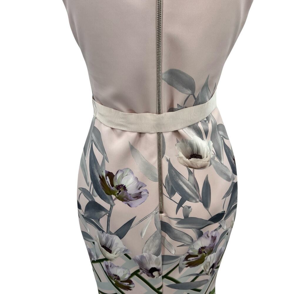Ted Baker Haliey‎ Everglade Dress Pale Pink Floral Print Size 2 US 6 - Picture 12 of 15